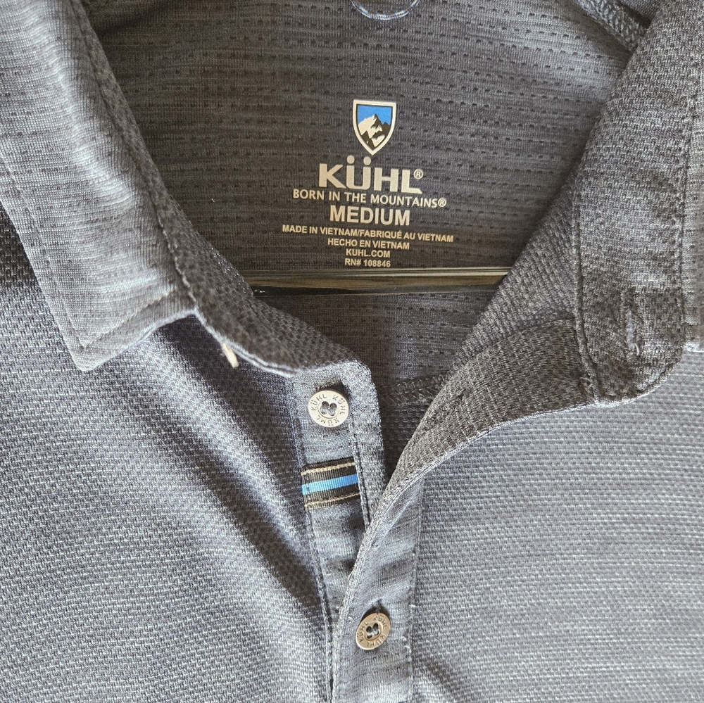 Kuhl Men's Engineered Polo Short Sleeve Blue Sz M UPF Lightweight Workwear Golf
